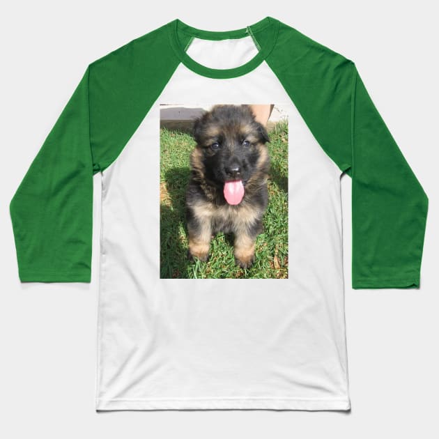 german shepherd black and tan puppy sitting Baseball T-Shirt by Wanderingangel